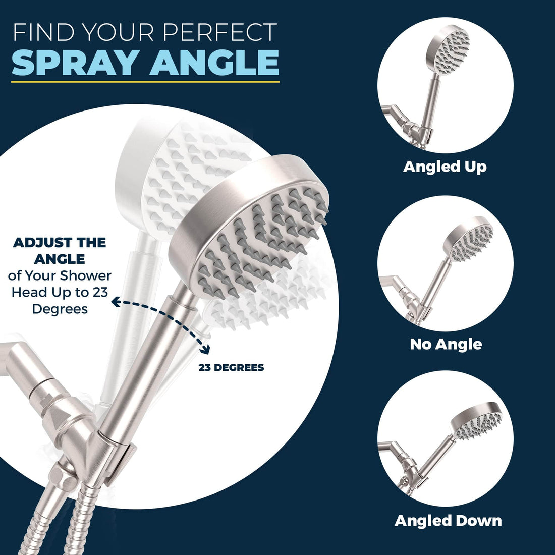 Perfect Spray Angle Valve and Trim, Low Flow 1-Spray Handheld and 7" Shower Arm Brushed Nickel  / 1.75 - The Shower Head Store
