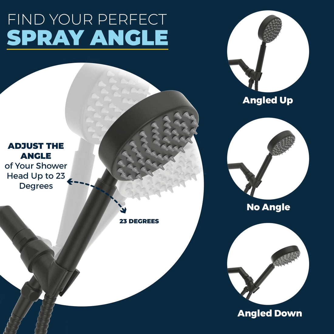 Infographic Handheld Shower Head Holder Matte Black - The Shower Head Store