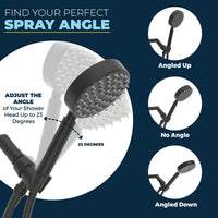 Perfect Spray Angle All Metal Handheld Shower Head Set - Complete Shower System with Valve and Trim Matte Black  2.5