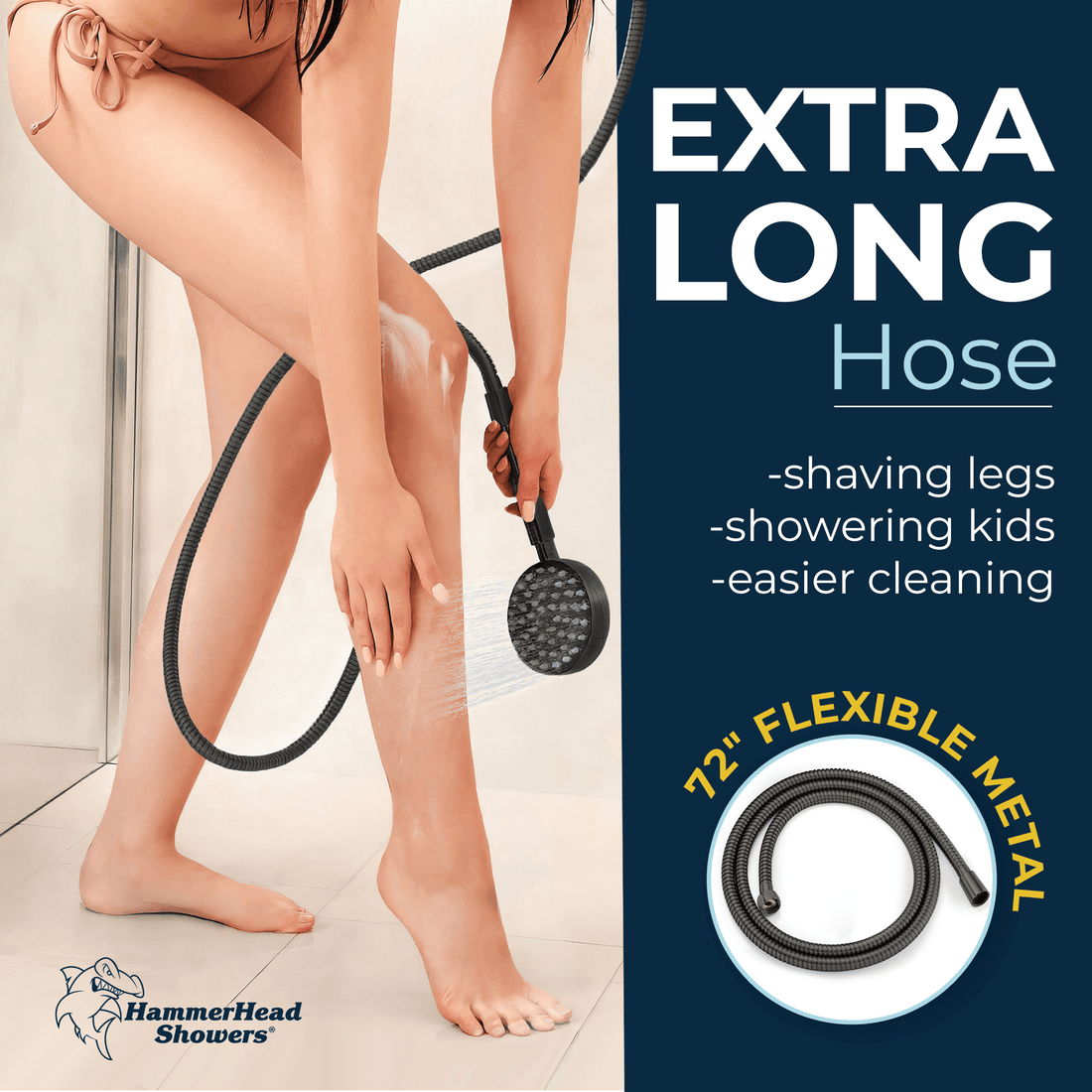 Extra Long Hose 1-Spray Dual Shower Head Matte Black / 2.5 - The Shower Head Store