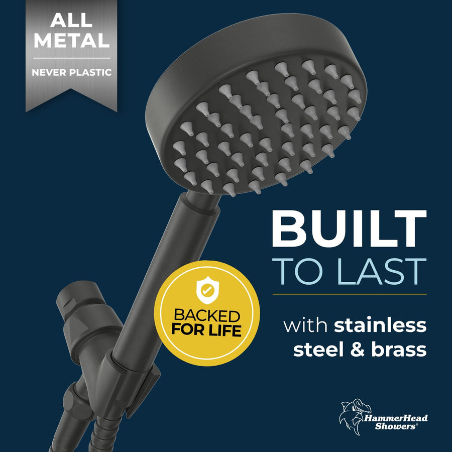 Built to Last All Metal Shower Head Filter with 1-Spray Handheld Shower Head Set Matte Black / 1.75 - The Shower Head Store