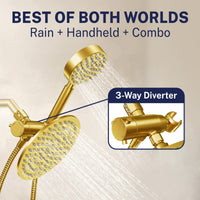 Best of Both Worlds 1-Spray Dual Shower Head Brushed Gold / 2.5 - The Shower Head Store