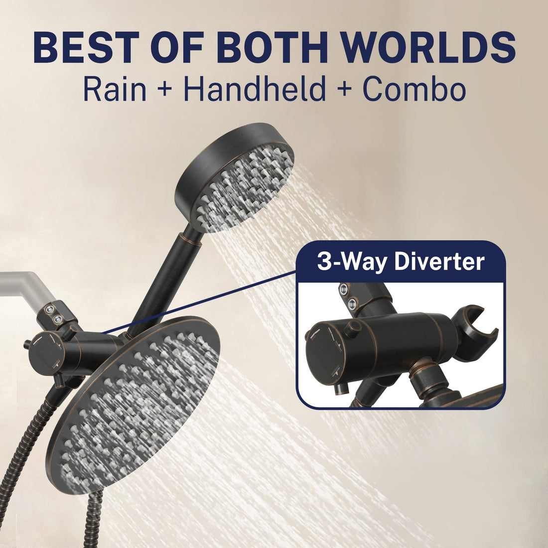 Best of Both Worlds 1-Spray Dual Shower Head Oil Rubbed Bronze / 2.5 - The Shower Head Store