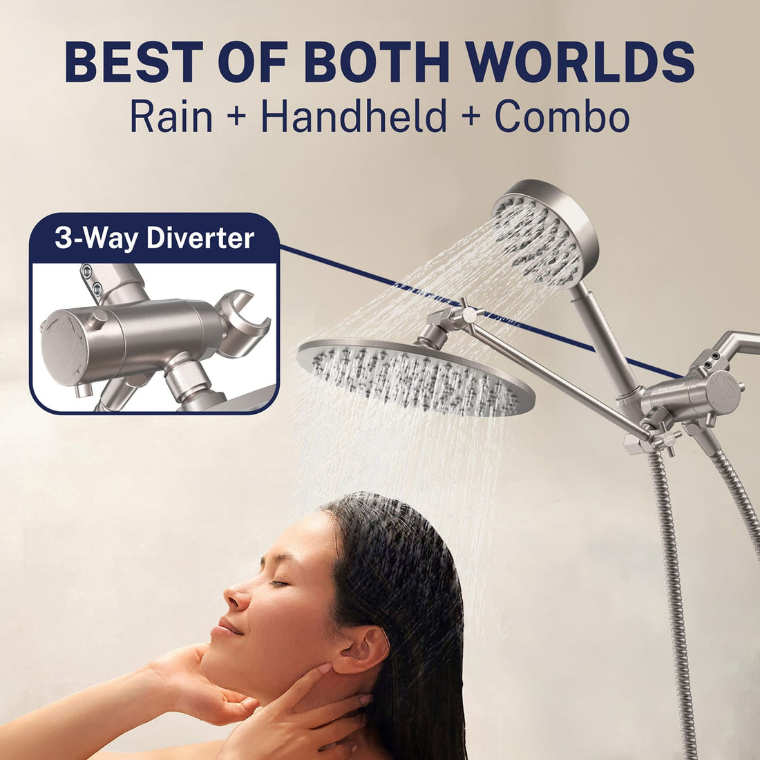 Best of Both Worlds 1-Spray Dual with Adjustable Arm Brushed Nickel / 2.5 GPM - The Shower Head Store