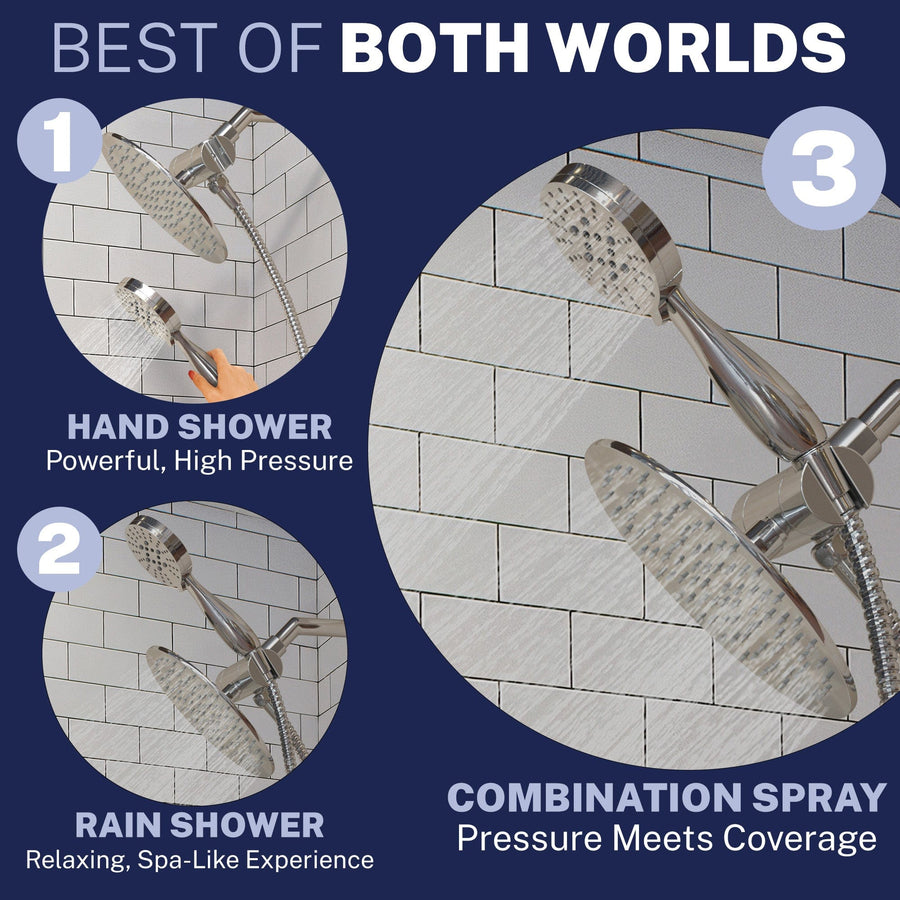 Best of Both Worlds 3-Spray Dual Shower Head Chrome / 1.75 - The Shower Head Store