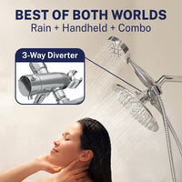 Best of Both Worlds All Metal 3-Spray Dual Shower Head Combo Chrome / 2.5 GPM - The Shower Head Store