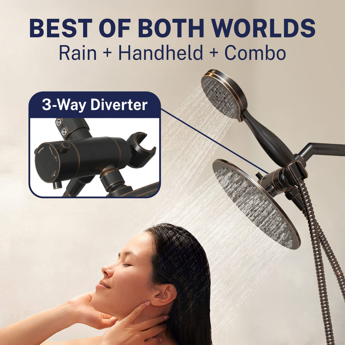 Best of Both Worlds 3-Spray Dual Shower Head Combo Oil Rubbed Bronze / 2.5 GPM - The Shower Head Store