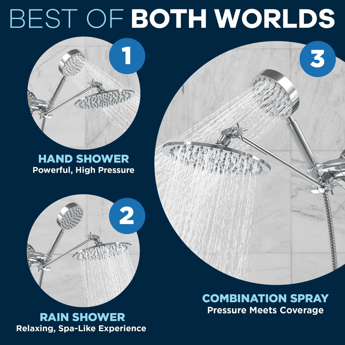 Best of Both Worlds 1-Spray Dual with Adjustable Arm Chrome / 2.5 - The Shower Head Store