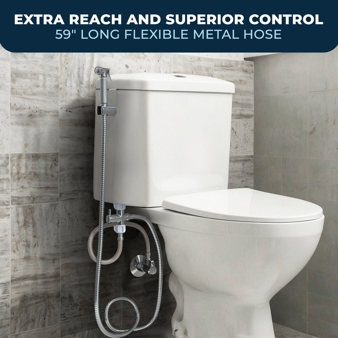Flexible Metal Hose HammerHead Showers Metal Handheld Bidet Sprayer (Chrome)