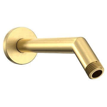 Brushed Gold - All Metal 7 Inch Shower Arm and Flange with Set Screw | Wall Elbow Pipe and Cover Plate | Universal Replacement Part for Showerheads - The Shower Head Store