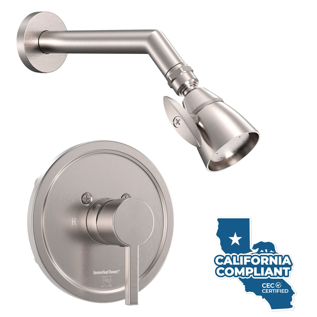 Main Image All Metal 2-Inch High Pressure Shower Head Set - Complete Shower System with Valve and Trim Brushed Nickel / 1.75 GPM - The Shower Head Store