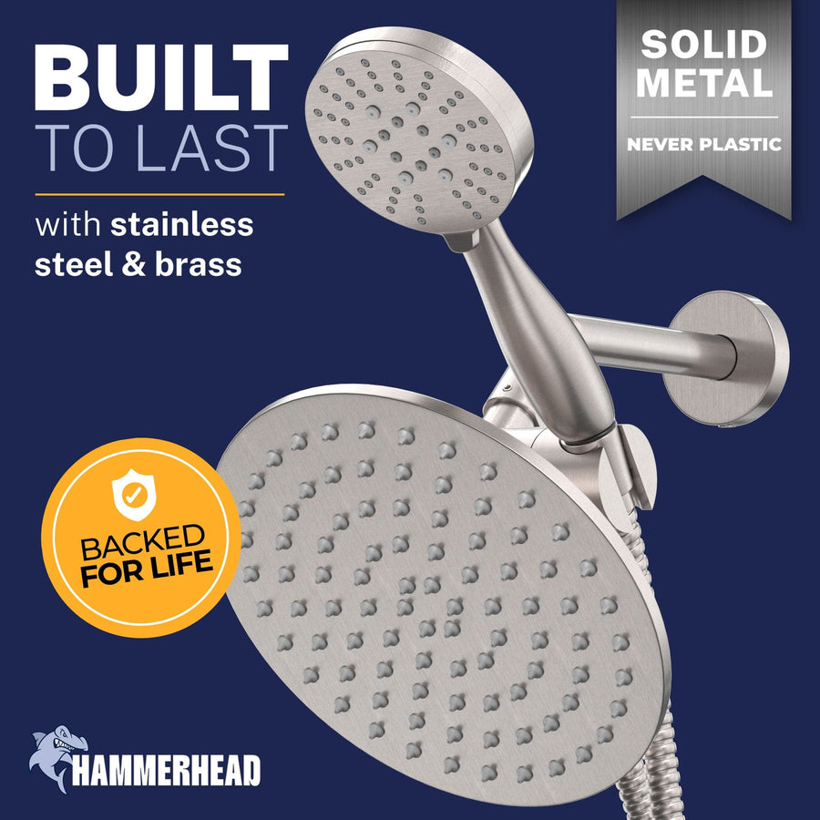 Built to Last 3-Spray Dual Shower Head Brushed Nickel  / 1.75 - The Shower Head Store