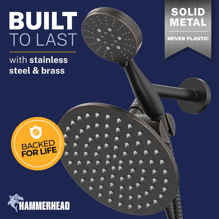 Built to Last 3-Spray Dual Shower Head Oil Rubbed Bronze  / 1.75 - The Shower Head Store