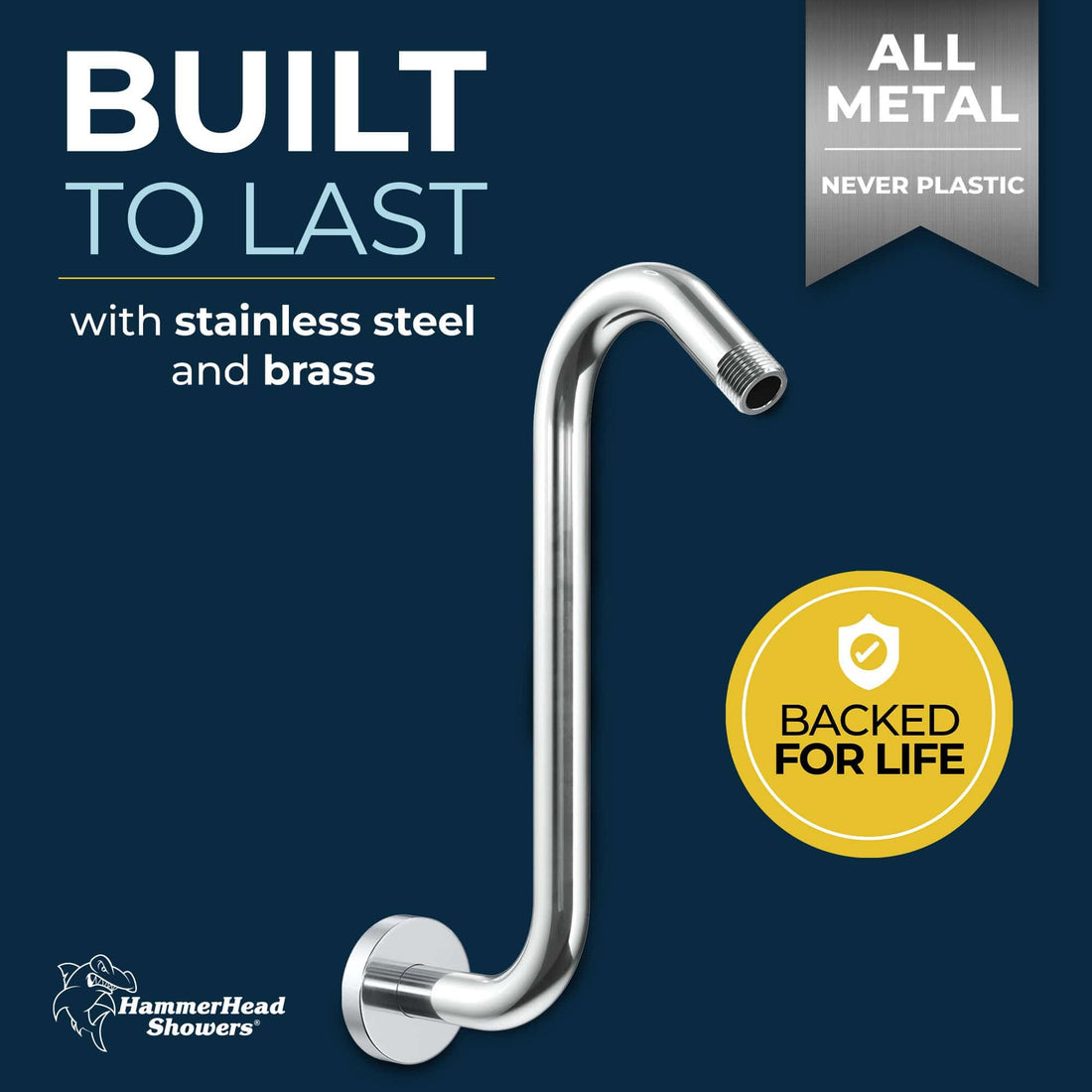 Built_To_Last_S-style_Shower_Arm_Chrome - The Shower Head Store