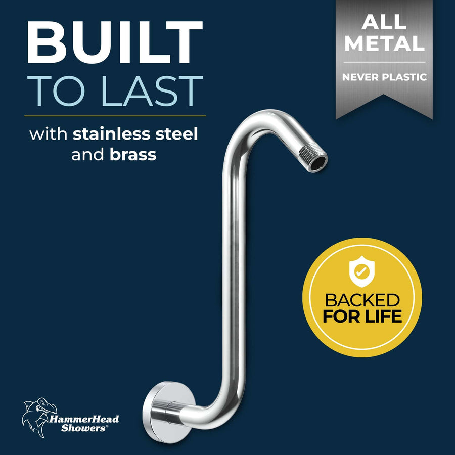 Built_To_Last_S-style_Shower_Arm_Chrome - The Shower Head Store