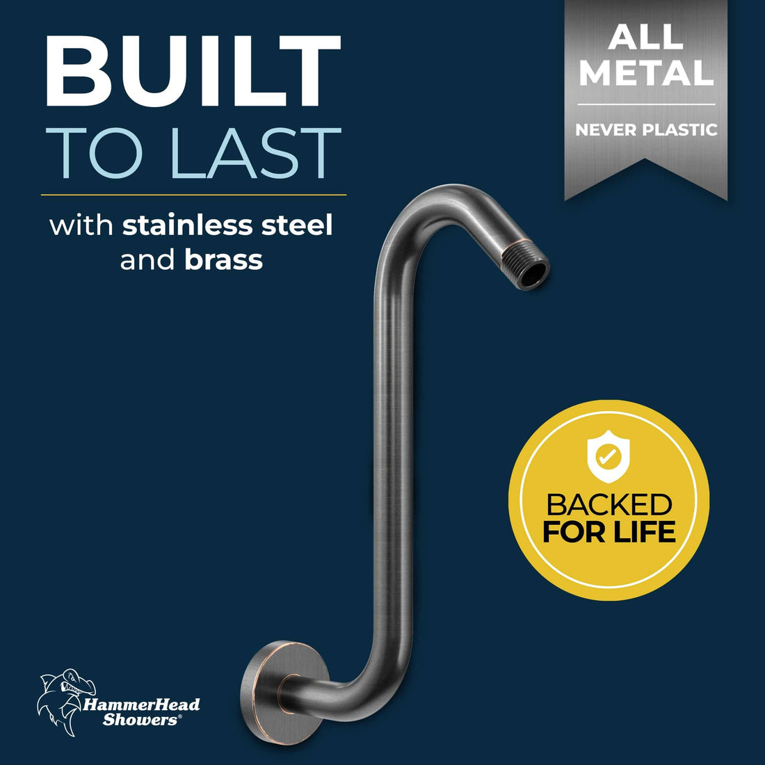 Built_To_Last_S-style_Shower_Arm Oil Rubbed Bronze - The Shower Head Store