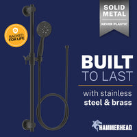 Built to Last Slide Bar with 3-Spray Hand Held Shower Head & Hose Matte Black  / 2.5 - The Shower Head Store