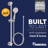 Built to Last Slide Bar with 3-Spray Hand Held Shower Head & Hose Brushed Nickel  / 2.5 - The Shower Head Store