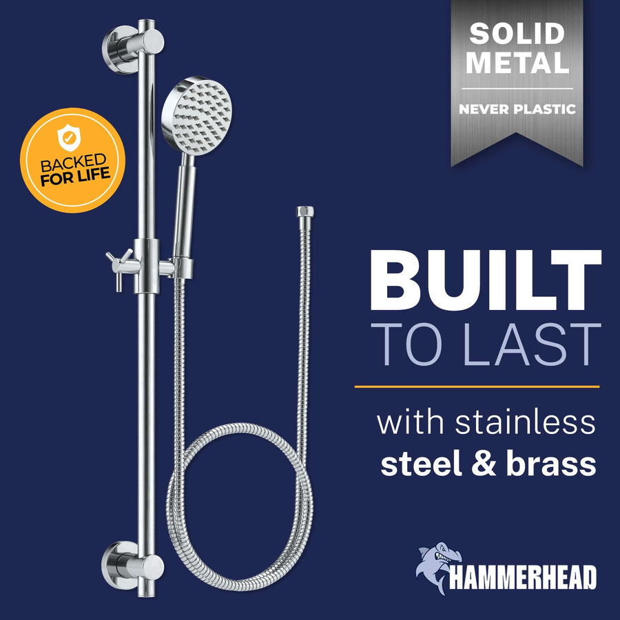 Built to Last Slide Bar with Low Flow 1-Spray Handheld Shower Head Set Chrome / 1.75 - The Shower Head Store