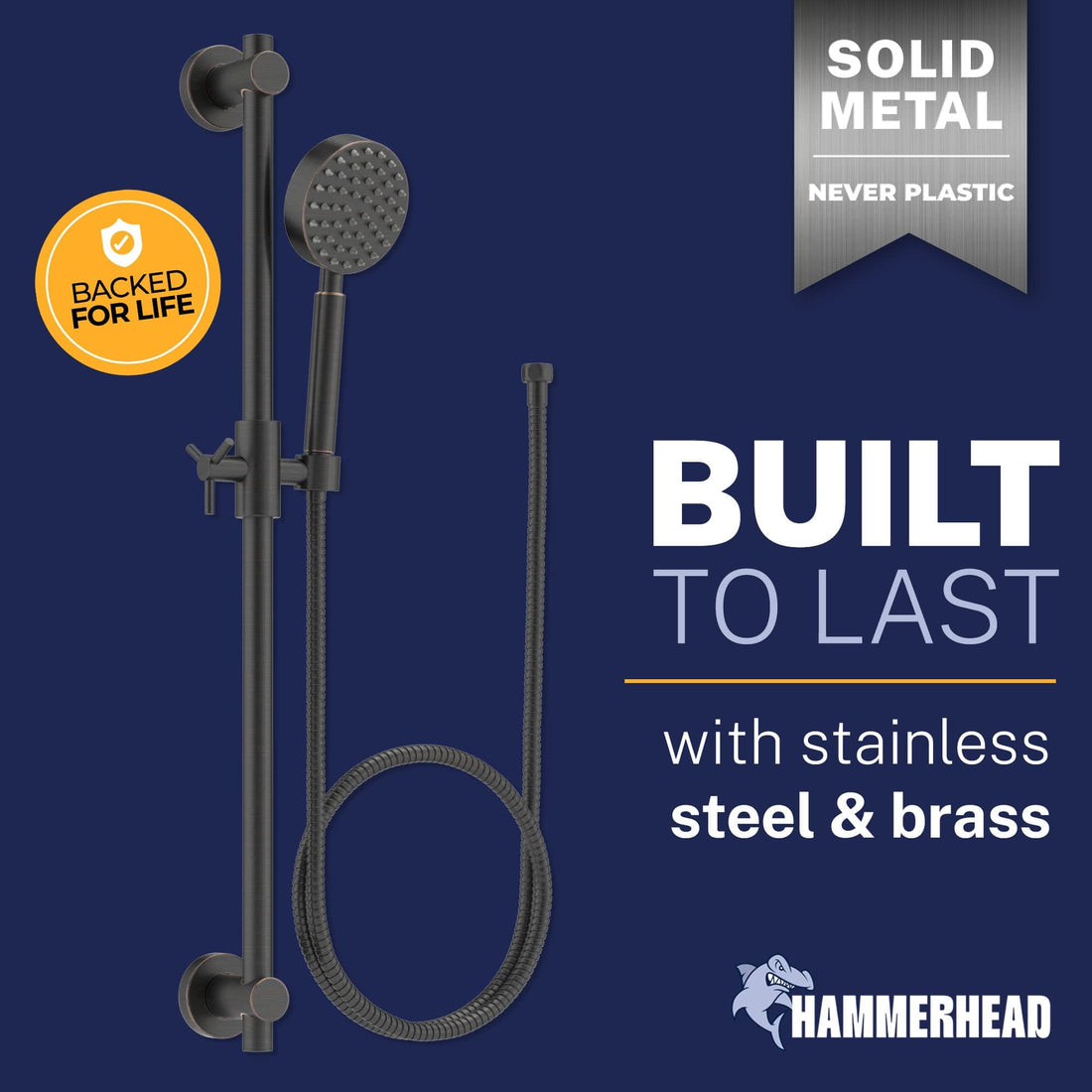 Built to Last Slide Bar with Low Flow 1-Spray Handheld Shower Head Set Oil Rubbed Bronze / 1.75 - The Shower Head Store