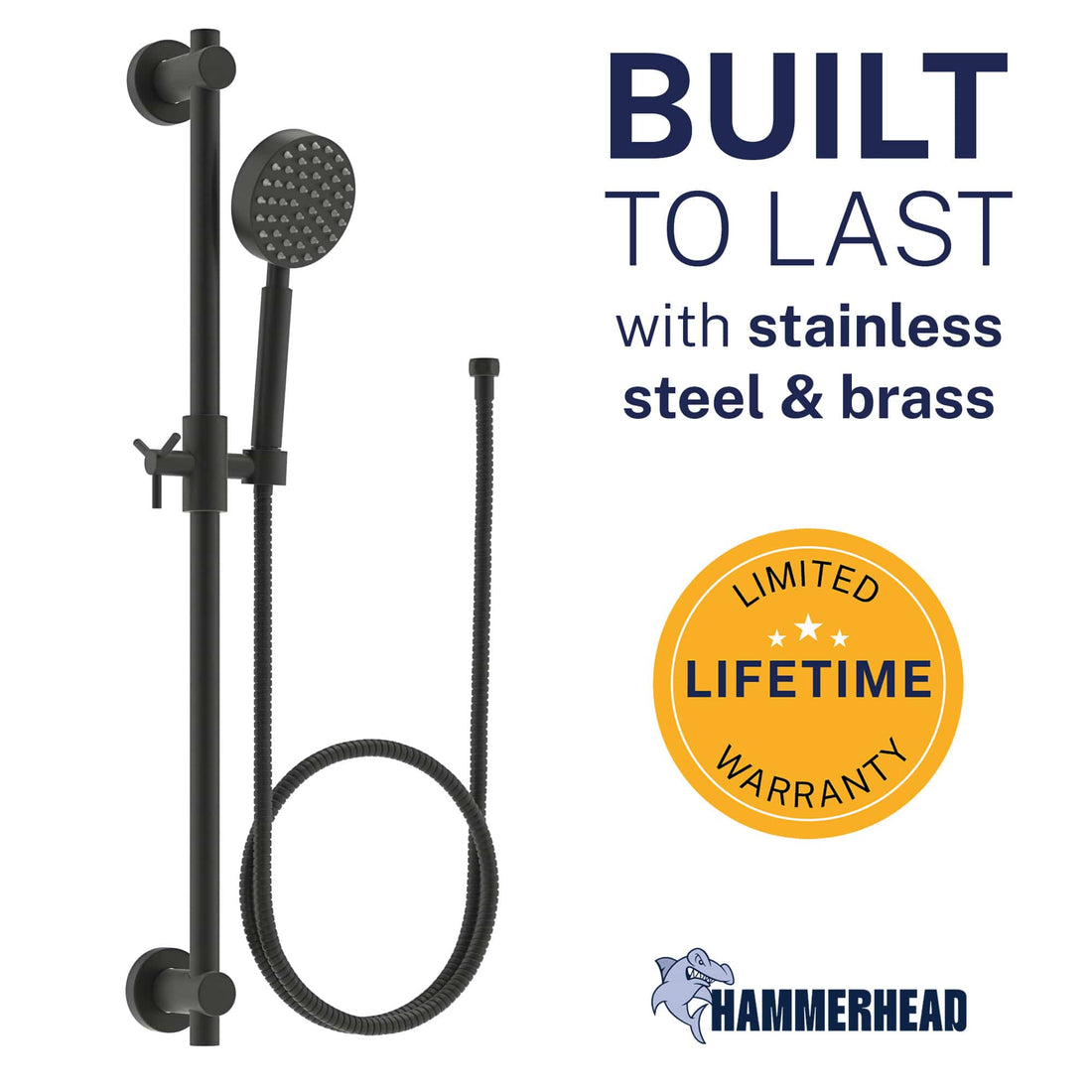 Built to Last ALL Metal Shower Slide Bar with Hand Held Shower Head & Hose Matte Black / 2.5 GPM Matte Black / 1.75 GPM - The Shower Head Store