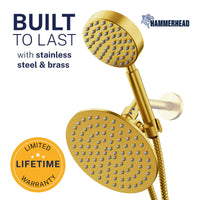 1-Spray Dual Shower Head Brushed Gold / 2.5 - The Shower Head Store