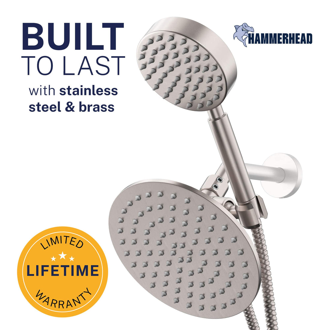 Built to Last 1-Spray Dual Shower Head Brushed Nickel / 2.5 - The Shower Head Store
