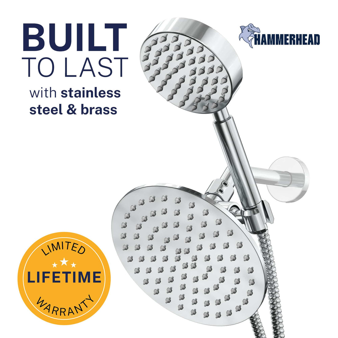 Built to Last 1-Spray Dual Shower Head Chrome / 2.5 - The Shower Head Store