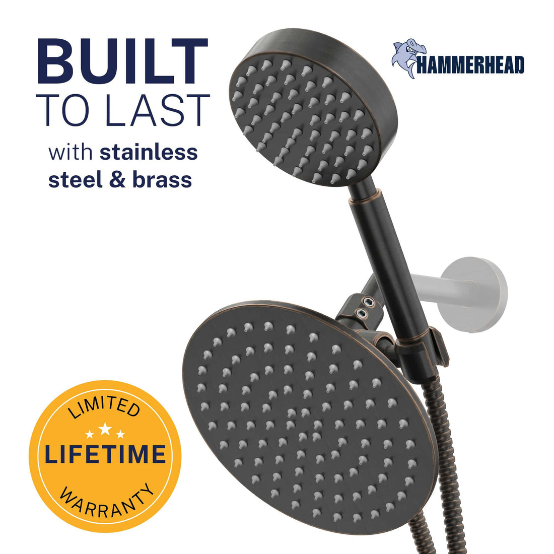 Built to Last 1-Spray Dual Shower Head Oil Rubbed Bronze / 2.5 - The Shower Head Store