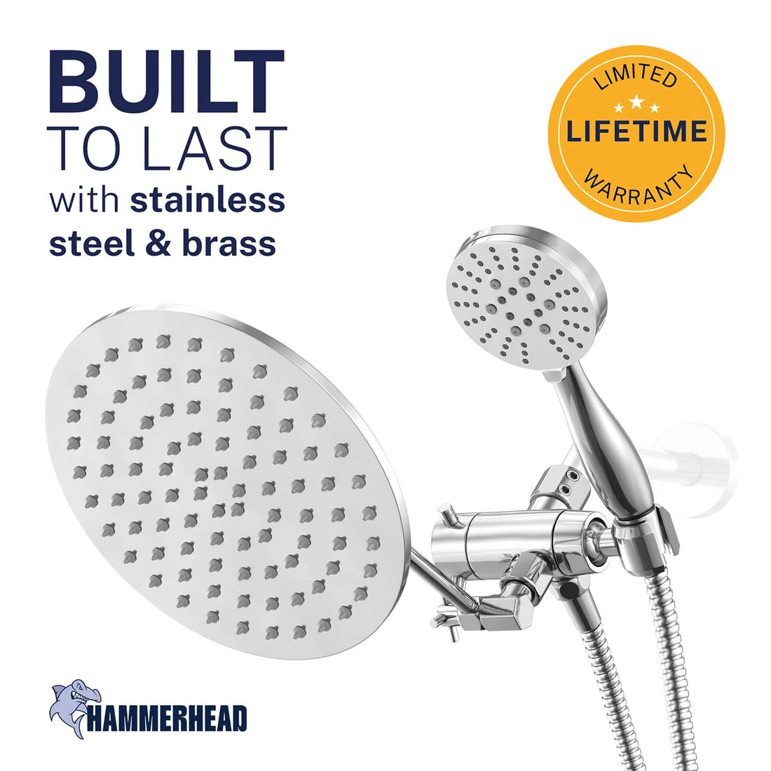 Built to Last 3-Spray Dual with Adjustable Arm Chrome / 2.5 GPM - The Shower Head Store