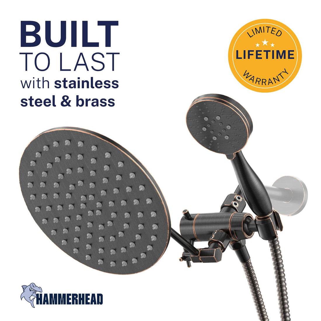 Built to Last 3-Spray Dual with Adjustable Arm Oil Rubbed Bronze / 2.5 GPM - The Shower Head Store