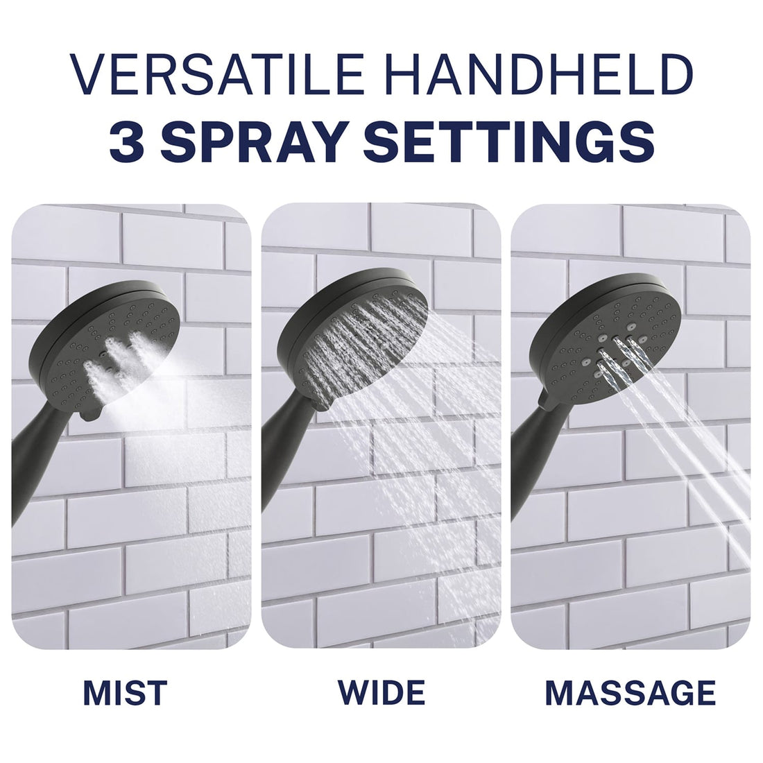 Spray Settings 3-Spray Dual with Adjustable Arm Matte Black / 2.5 GPM - The Shower Head Store