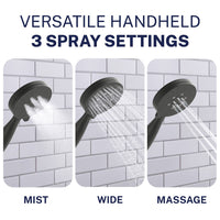 Spray Settings 3-Spray Dual with Adjustable Arm Matte Black / 2.5 GPM - The Shower Head Store