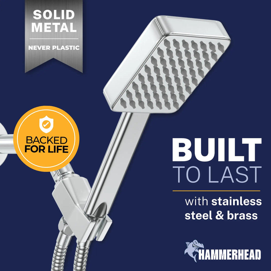 Built to Last Handheld Square Shower Head Set Chrome / 2.5 - The Shower Head Store