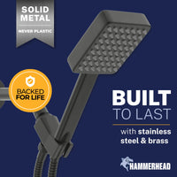 Built to Last Handheld Square Shower Head Set Matte Black  / 2.5 - The Shower Head Store