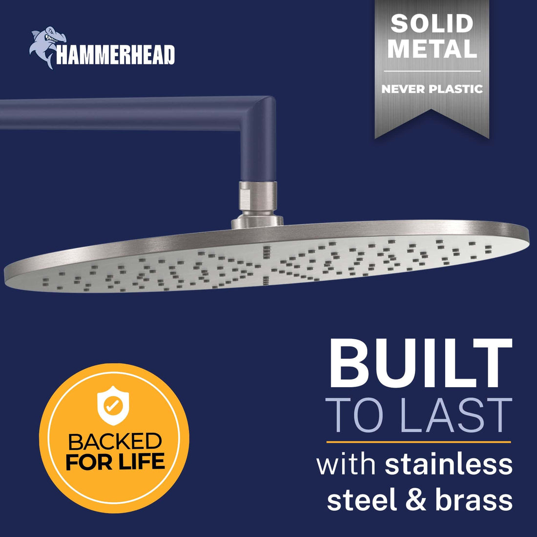 Built to Last 12 Inch Rain Shower Head Brushed Nickel  / 2.5 - The Shower Head Store