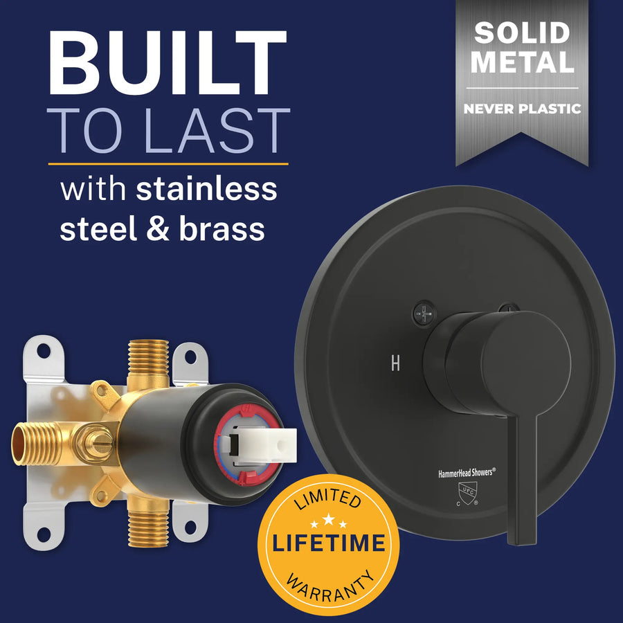 Built to Last with Stainless Steel and Brass cUPC Certified - All Metal 1-Handle Tub and Shower Valve with Trim Kit Matte Black - The Shower Head Store