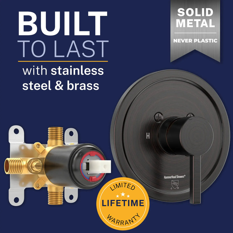 Built to Last with Stainless Steel and Brass cUPC Certified - All Metal 1-Handle Tub and Shower Valve with Trim Kit Oil Rubbed Bronze - The Shower Head Store