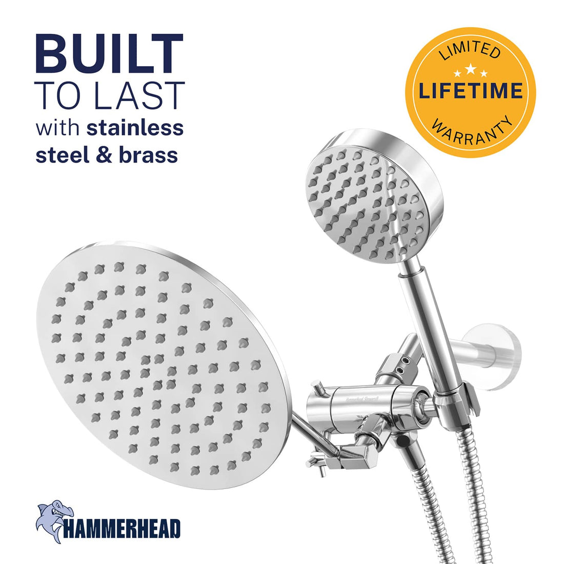 Built to Last 1-Spray Dual with Adjustable Arm Chrome / 2.5 GPM - The Shower Head Store