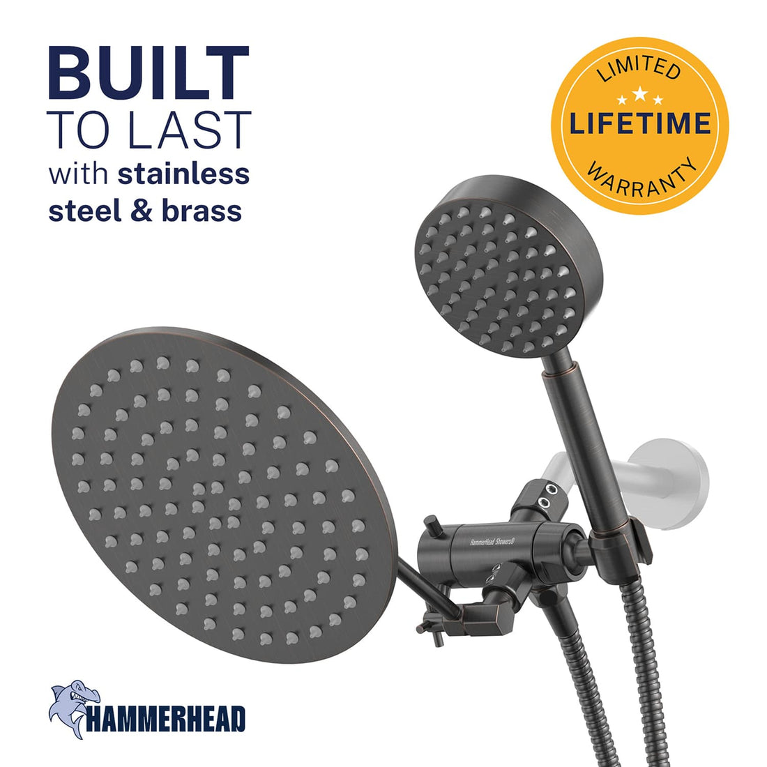 Built to Last 1-Spray Dual with Adjustable Arm Oil Rubbed Bronze / 2.5 GPM - The Shower Head Store