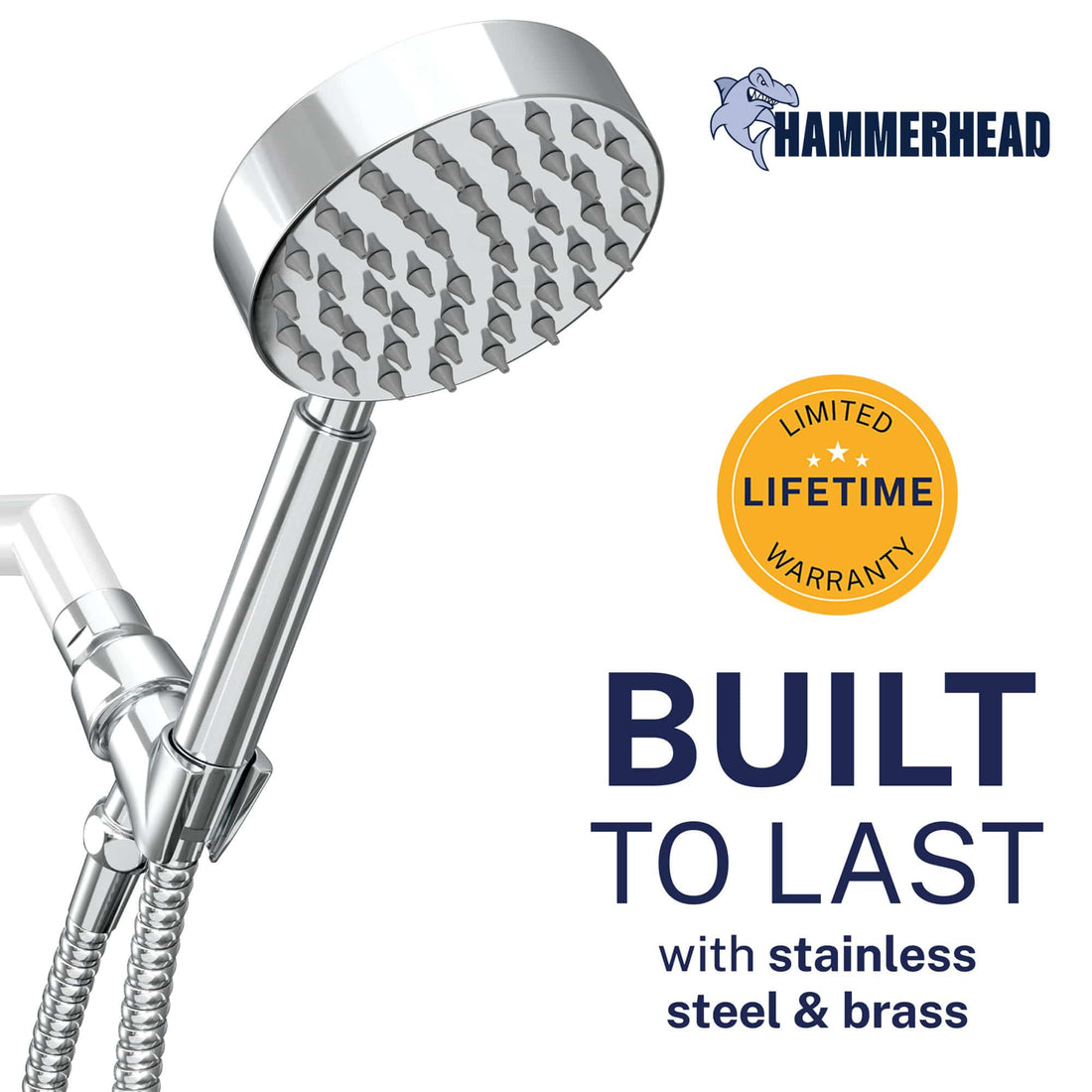 Built to Last All Metal Handheld Shower Head Set 1-Spray Chrome / 2.5 - The Shower Head Store
