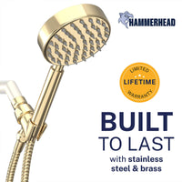 Built to Last All Metal Handheld Shower Head Set 1-Spray Chrome - The Shower Head Store Polished Brass / 2.5 GPM Polished Brass / 1.75 GPM