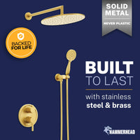Built to Last 2-Handle Shower System with 10" Rain, Diverter & Handheld Brushed Gold / 2.5 GPM - The Shower Head Store