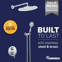 Built to Last 2-Handle Shower System with 10" Rain, Diverter & Handheld Chrome / 2.5 GPM - The Shower Head Store