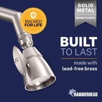 Built to Last High Pressure Shower Head Fixed Showerhead 2-Inch All Metal Brushed Nickel / 2.5 GPM Brushed Nickel / 1.75 GPM - The Shower Head Store