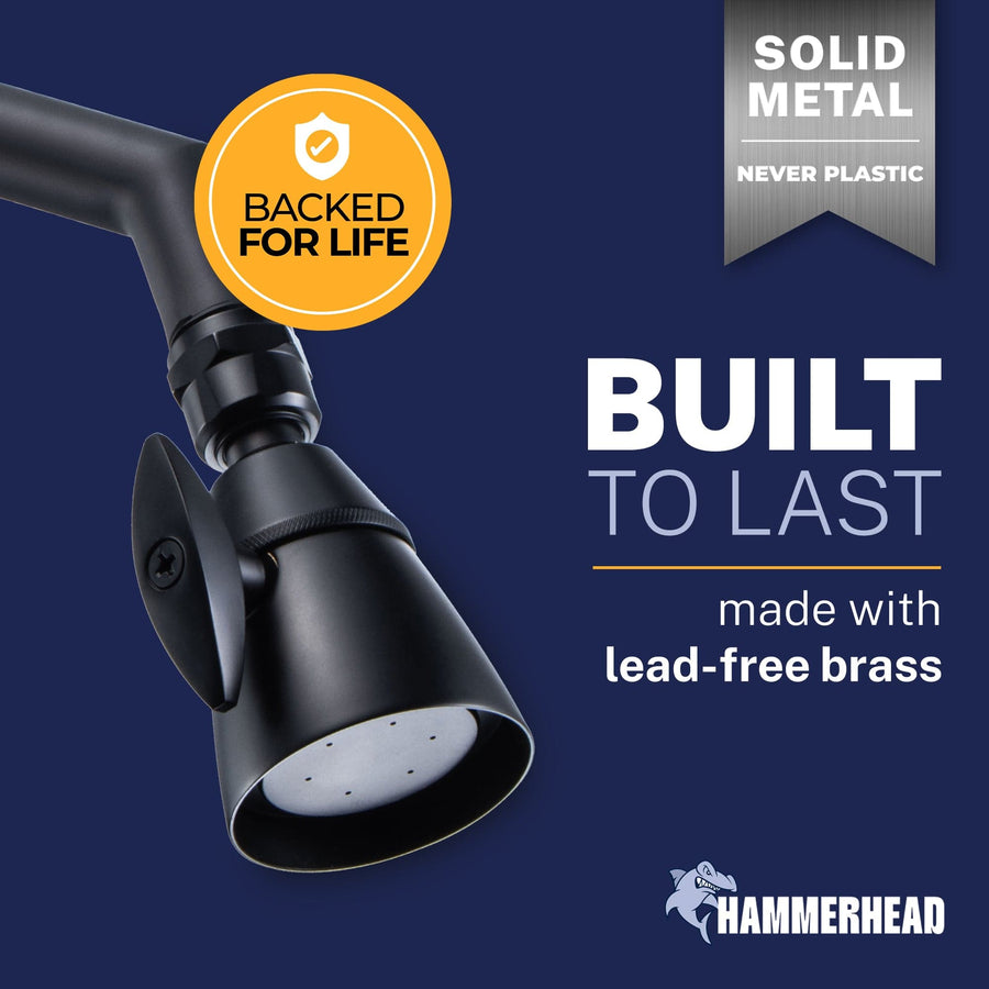Built to Last High Pressure Shower Head Fixed Showerhead 2-Inch All Metal Matte Black / 2.5 GPM Matte Black / 1.75 GPM - The Shower Head Store