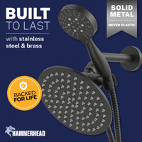 Built to Last 3-Spray Dual Shower Head Combo Matte Black / 2.5 GPM - The Shower Head Store