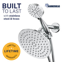 Built to Last All Metal 3-Spray Dual Shower Head Combo Chrome / 2.5 GPM - The Shower Head Store