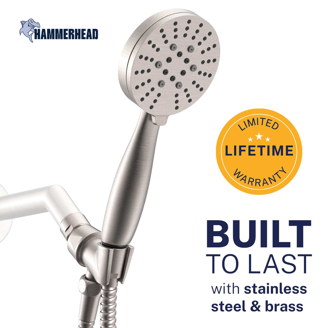Built to Last 3-Spray Handheld Shower Head Set Brushed Nickel / 2.5 GPM Brushed Nickel / 1.75 GPM - The Shower Head Store