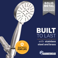 Built to Last All Metal 3-Spray Hand Held Shower Head with Hose Brushed Nickel  / 2.5 - The Shower Head Store